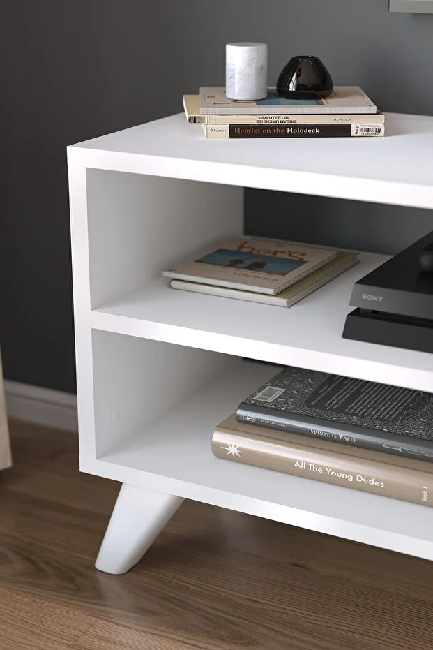 TV Sehpası Kapaklı Tv Sehpası Raflı TV Ünitesi Televizyon Sehpası 100 x 35 Cm 